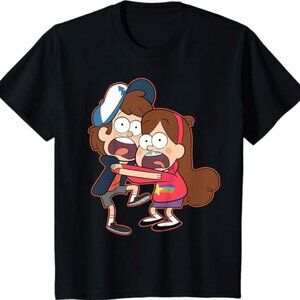 NWT Gravity Falls Dipper and Mabel Pines Tshirt, Black, Kids Small